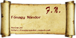 Fónagy Nándor névjegykártya